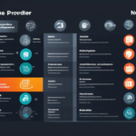 An infographic-style image comparing various newsgroup providers, showing pros and cons, features, and ratings. Include icons for speed, security, support, and pricing. The title should be 'Die Besten Newsgroup-Provider: Ein Vergleich' at the top in bold, eye-catching font. Use a clean, modern design with a professional color scheme.